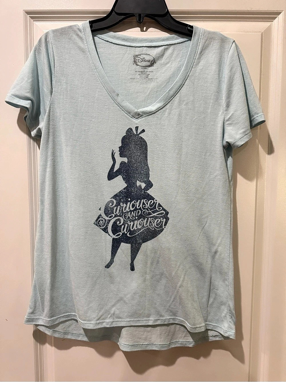 Disney Alice in Wonderland Curiouser and Curiouser V-Neck Tee Graphic Tee